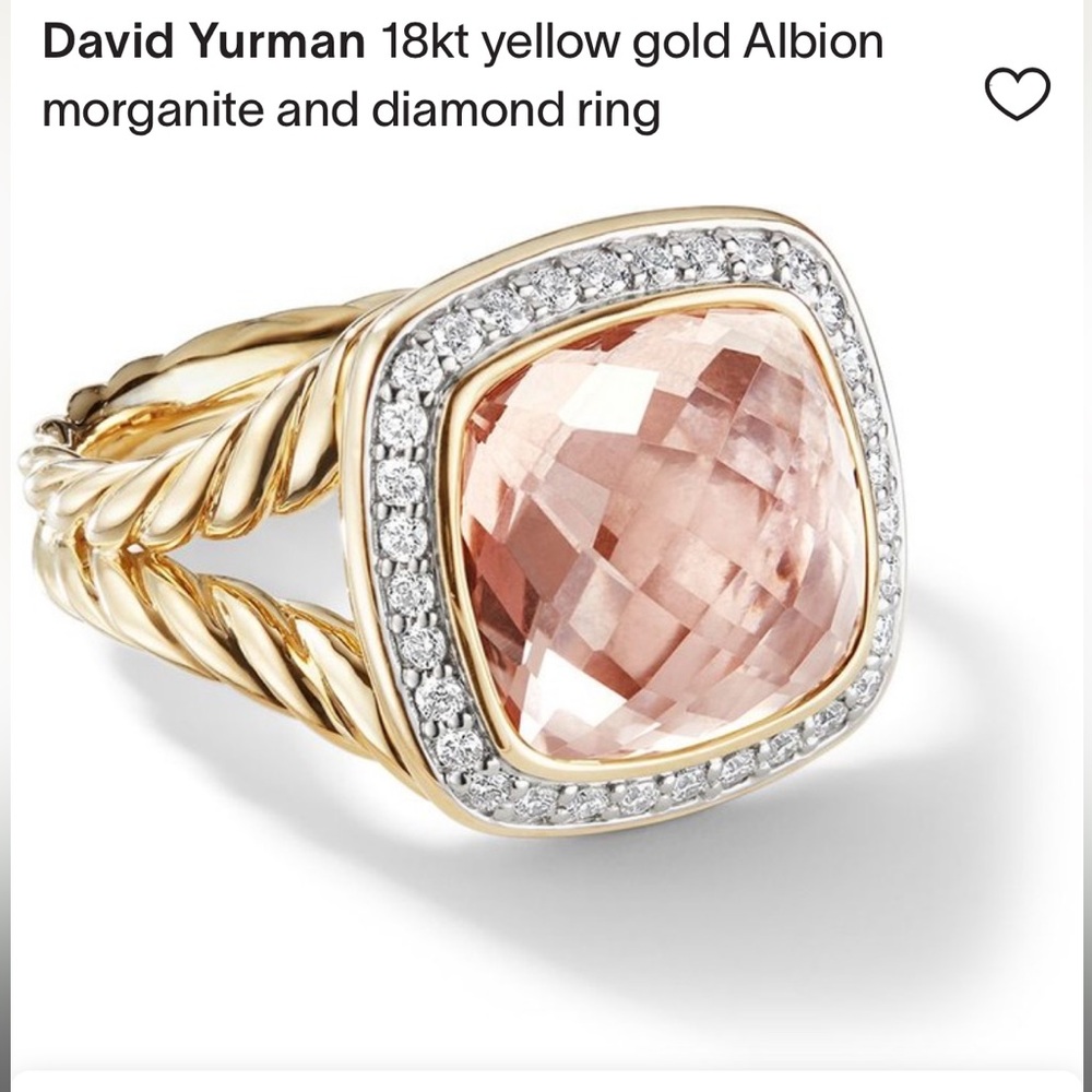 David Yurman 18kt yellow gold Albion morganite and diamond ring